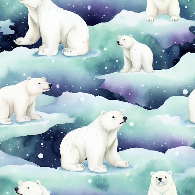 Es gibt viele Eisbären, die auf dem Eis sitzen und generative KI erzeugen