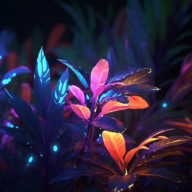 Es gibt viele Pflanzen, die im Dunkeln hell leuchten und generative KI erzeugen