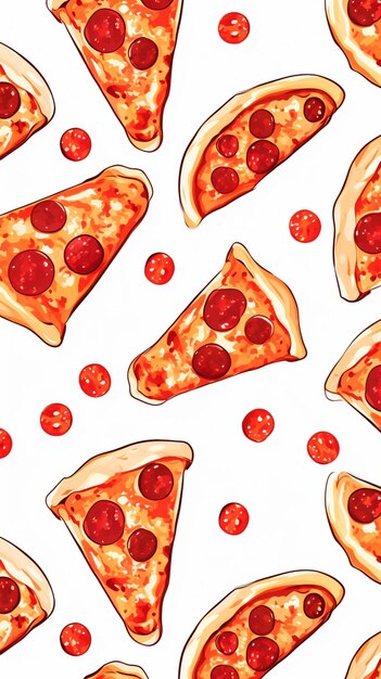 Es gibt viele Pizzastücke auf einer weißen Oberfläche. Generative KI