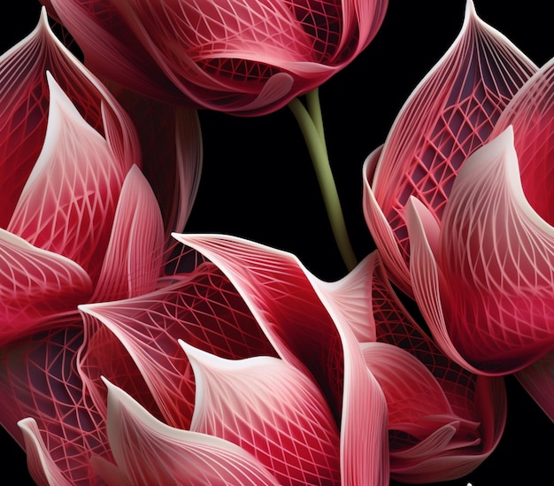 Es gibt viele rosafarbene Blumen, die in einer generativen Vase stehen