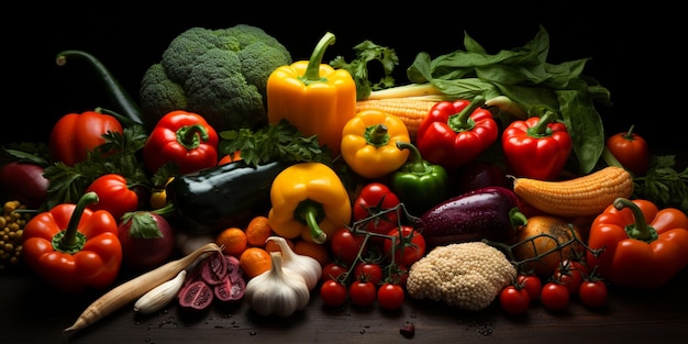 Es gibt viele verschiedene Arten von Gemüse auf dem Tisch.