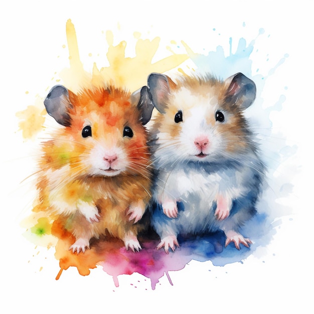 Es gibt zwei Hamster, die nebeneinander sitzen, generative KI