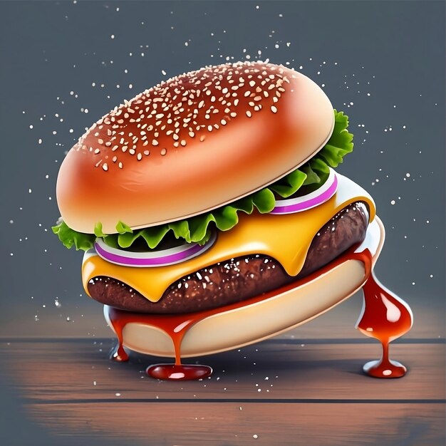 Es una hamburguesa deliciosa y realista.