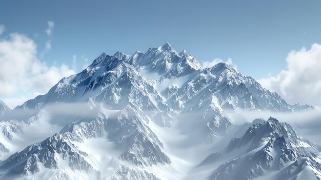 Esta es una hermosa fotografía de paisaje de una cordillera cubierta de nieve