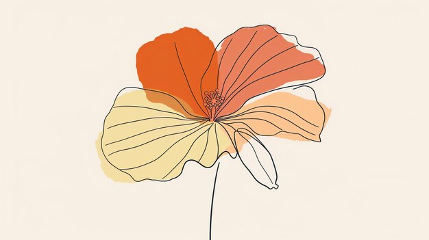 Esta es una hermosa ilustración vectorial dibujada a mano de una flor de hibisco