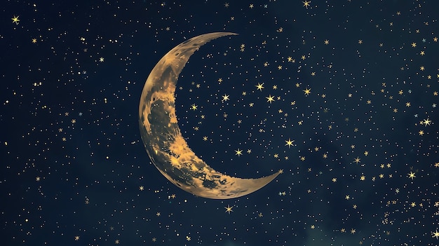 Foto esta es una hermosa imagen de una luna creciente en un cielo estrellado de noche