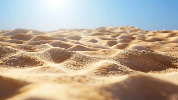 Foto esta es una hermosa imagen de paisaje de un vasto desierto con dunas de arena onduladas bajo un cielo azul claro con un sol brillante y brillante
