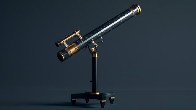 Foto esta es una hermosa representación de un telescopio antiguo. el telescopio está hecho de bronce y tiene un acabado azul oscuro.