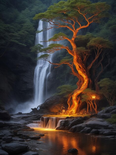 Foto esta es una ilustración en 3d de las cataratas de la llama eterna