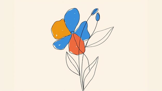 Foto esta es una ilustración digital de una flor. la flor tiene cinco pétalos, cada uno de un color diferente.