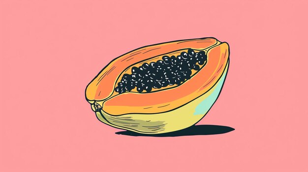 Foto esta es una ilustración digital de una papaya la papaya es una fruta tropical de color amarillo o naranja y tiene una carne dulce y jugosa