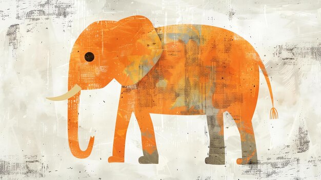 Foto esta es una ilustración de un elefante con un cuerpo naranja texturizado y un fondo blanco el elefante tiene una gran trompa y una larga cola