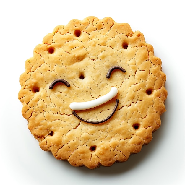 Foto esta es una ilustración de pastelería de un lindo personaje de dibujos animados de galletas sonrientes