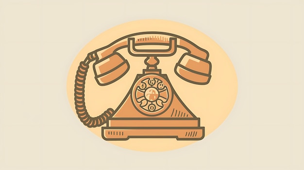 Esta es una ilustración vectorial de un teléfono rotativo vintage el teléfono es marrón y tiene un dial crema el teléfono está sentado en una mesa