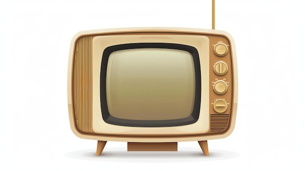 Foto esta es una ilustración vectorial de un televisor retro el televisor tiene un cuerpo beige y una pantalla marrón hay una antena plateada en la parte superior del televisor