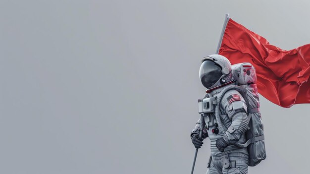 Foto esta es una imagen de un astronauta saludando la bandera estadounidense en la superficie de marte