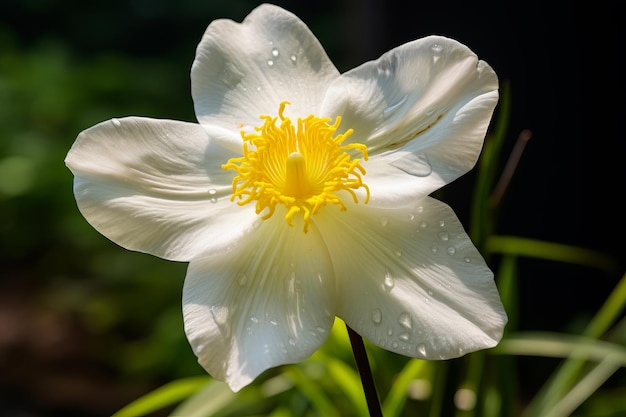 Es una imagen de una flor de orquídea sus pétalos radiantes