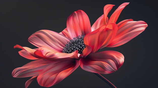 Esta es una imagen de una hermosa flor con pétalos rojos y un centro amarillo la flor está en plena floración y tiene una suave textura aterciopelada