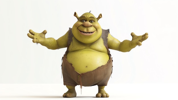 Foto esta es una imagen de shrek, un personaje de ficción, es grande y verde con una barriga de olla y una gran sonrisa en la cara.