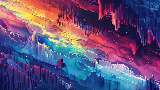 Esta es una impresionante pintura de paisaje abstracto