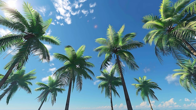 Es ist ein sonniger Tag im Paradies, die Palmen sind hoch und üppig und das Wasser ist kristallklar.