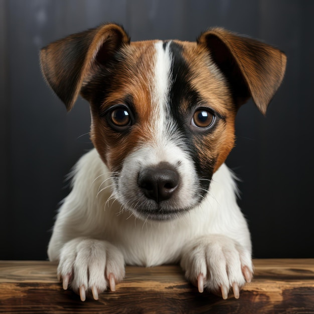 Es un lindo cachorro de Jack Russell.