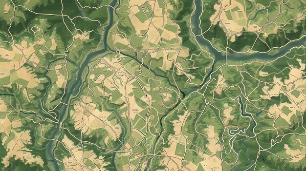 Este es un mapa detallado de una región ficticia. El mapa muestra la topografía de la región, incluidas las montañas, los ríos y los bosques.