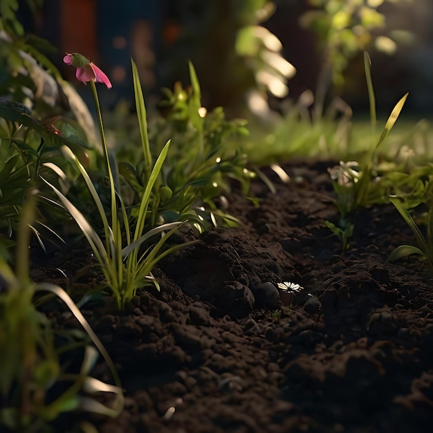 Es la noche en un jardín generado por la IA.