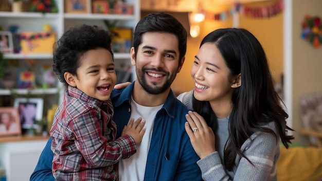 Foto Él es el pegamento en la familia cortado foto de una alegre pareja joven sosteniendo a su hijo mientras sonríen