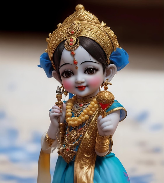 Es un pequeño ídolo de Krishna.