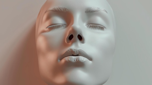 Esta es una representación en 3D de una cara femenina humana.