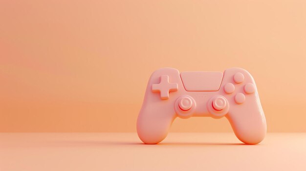 Foto esta es una representación en 3d de un controlador de videojuego de color melocotón el controlador se coloca en una superficie de color melecotón con un fondo de color melacotón