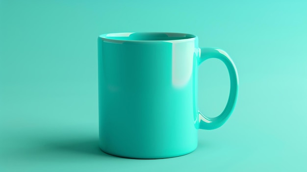 Esta es una representación 3D de una simple taza en un fondo a juego