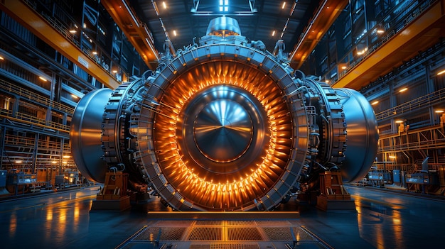 Foto es un tipo de motor que se utiliza en la tecnología de la industria aeronáutica y del petróleo y el gas. se compone de un compresor de ventilador y una sección de turbina, todo en una instalación.