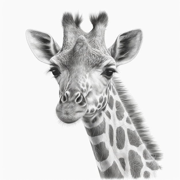 Esboço a lápis desenho de imagem animal de girafa fofa gerado por IA