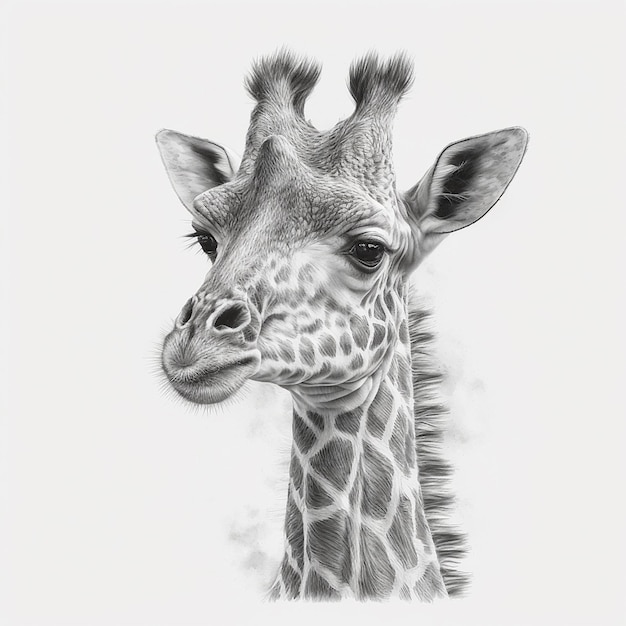 Esboço a lápis desenho de imagem animal de girafa fofa gerado por IA