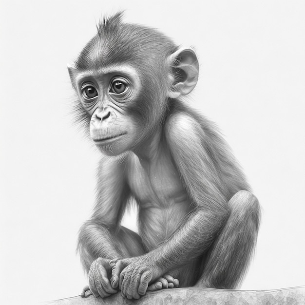 Desenho de macaco realista · Creative Fabrica