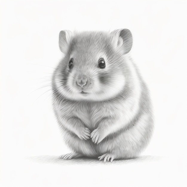 Esboço a lápis lindo desenho de animal hamster