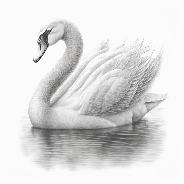 Esboço a lápis lindo desenho de cisne animal gerado por IA