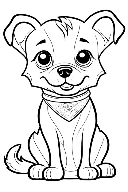 Esboço da página para colorir da página para colorir de crianças ilustração de cachorro fofo
