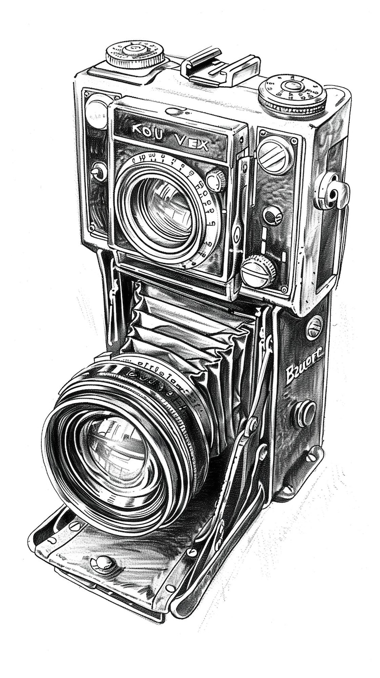 Foto esboço de câmara vintage