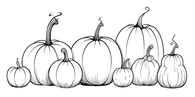 Esboço de desenho de abóbora de legumes PNG