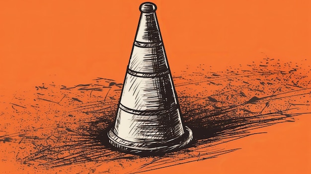 Foto esboço de desenho de cones de trânsito generative ai