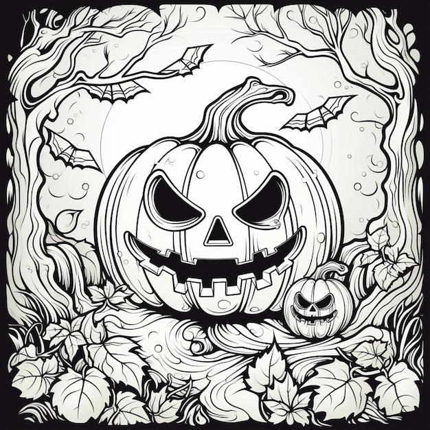 esboço de desenho de halloween para colorir