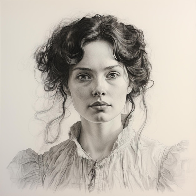 Foto esboço de lápis de retrato de mulher