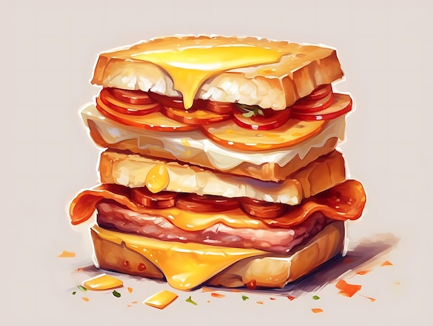 Foto esboço de um sanduíche coberto com queijo close up ai generative