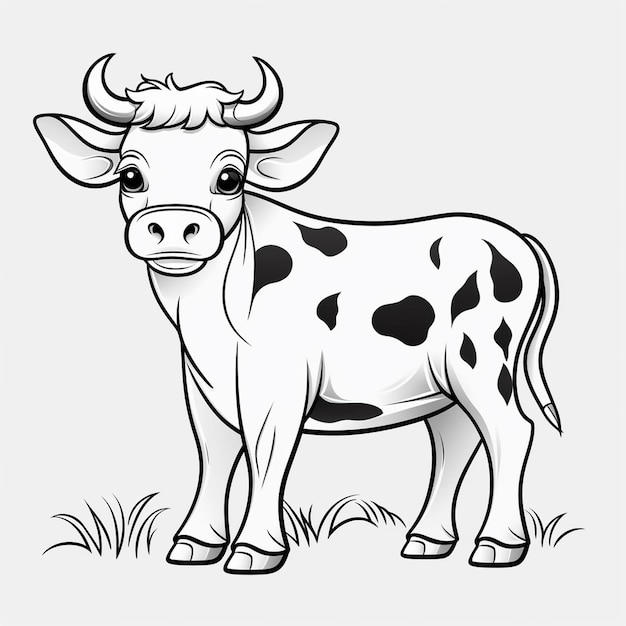 Foto esboço de vaca charme plano livro de coloração kawaii arte de linha