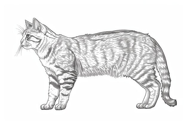 Foto esboço desenhado à mão de um gato doméstico