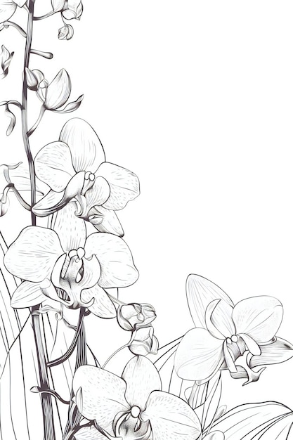 Foto esboço desenhado à mão de uma flor com o título orquídeas.