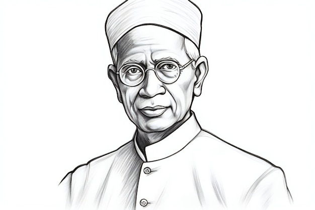 Esboço desenhado à mão do Dr. Sarvepalli Radhakrishnan no Dia do Professor